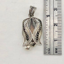 Load image into Gallery viewer, Hand Made Silver Filigree Bell Flower Pendant 5795