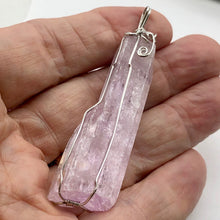 Load image into Gallery viewer, Kunzite Sterling Silver Wire-Wrap Lavender Crystal Pendant | 3 Inch Long |