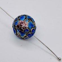 Load image into Gallery viewer, Crane Bird 1 Silver Cloisonne 16mm Round Bead 10591