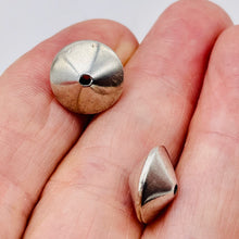 Load image into Gallery viewer, 2 Handmade 14mm Solid Sterling Silver Knife Roundel Beads - 3.9G 3301