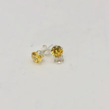 Load image into Gallery viewer, November Birthstone 5mm Lab Citrine Sterling Silver Earrings - PremiumBead Alternate Image 2