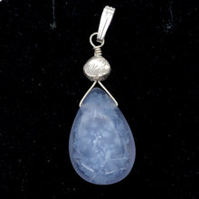 Load image into Gallery viewer, Blue Chalcedony Designer Sterling Silver Pendant | 22x14x6mm | 1 3/4" Long |