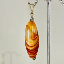 Load image into Gallery viewer, Sardonyx Sterling Silver Briolette Pendant | 2 1/4" Long | Orange/White | 1 |