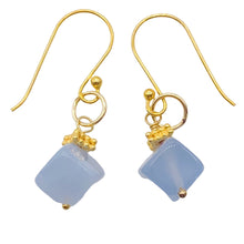 Load image into Gallery viewer, Blue Chalcedony Cubes and 22K Vermeil Earrings 309231B