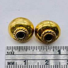 Load image into Gallery viewer, Vermeil Sterling Silver Decorator Round Beads | 12x8 mm | Gold | 2 Beads |