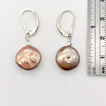 Load image into Gallery viewer, Fresh Water Pearl Sterling Silver Dangle Earrings | 1 1/4" Long | Golden Rose |