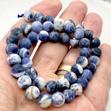 Load image into Gallery viewer, Sodalite Matte Finish Round Stone | 9mm | Blue White | 47 Bead(s)