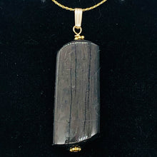 Load image into Gallery viewer, Hypersthene Rectangle Dangle 14K Gold Filled Pendant| 2 1/2" Long| Black/Silver|