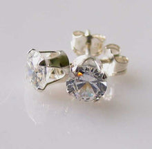 Load image into Gallery viewer, April Birthstone 5mm Clear Cubic Zircon & 925 Sterling Silver Stud Earrings - PremiumBead Primary Image 1