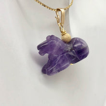 Load image into Gallery viewer, Amethyst Horse Pendant Necklace | Semi Precious Stone Jewelry | 14k Pendant - PremiumBead Alternate Image 7