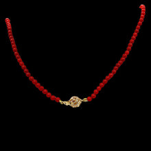 Load image into Gallery viewer, AAA Natural Ox Blood Red Coral & 14K Gold 18 inch Necklace 202904