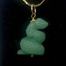 Load image into Gallery viewer, Sssslither! Carved Aventurine Snake 22K Vermeil Gold Pendant 509278AVG