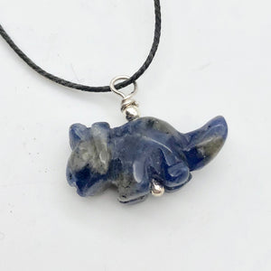 Sodalite Triceratops Dinosaur with Sterling Silver Pendant 509303SDS | 22x12x7.5mm (Triceratops), 5.5mm (Bail Opening), 7/8" (Long) | Blue - PremiumBead Alternate Image 7