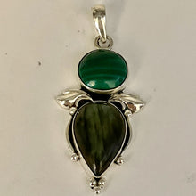 Load image into Gallery viewer, Malachite Labradorite Sterling Silver Goddess | 2 1/2" Long | Blue Green Flash |