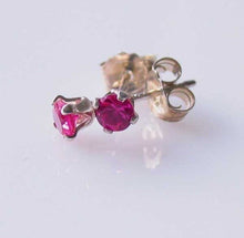 Load image into Gallery viewer, July! 3mm Created Ruby & Silver Earrings 10146G - PremiumBead Primary Image 1