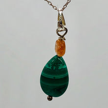Load image into Gallery viewer, Pink Topaz and Malachite Sterling Silver Pendant | 1 3/8" Long | Green/Pink | 1|