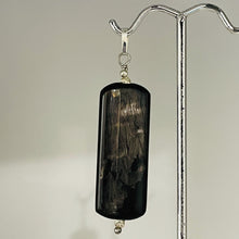 Load image into Gallery viewer, Hypersthene, Flat Rounded Rectangle Dangle Pendant| 2 1/2 ' Long | Black/Silver|