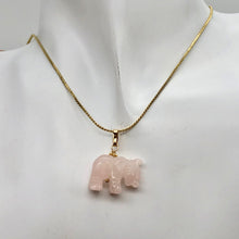 Load image into Gallery viewer, Rose Quartz Elephant Pendant Necklace|Semi Precious Stone Jewelry|Golden Pendant
