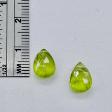 Load image into Gallery viewer, Gem! Faceted Untreated Peridot Briolette Beads Matched Pair | 10x7x5mm | 5.1tcw|