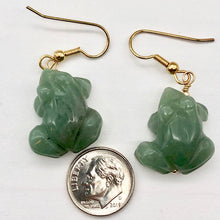 Load image into Gallery viewer, Aventurine Frog 14k Gold Filled Earrings| Semi Precious Stone Jewelry | 1 1/2" |