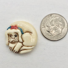 Load image into Gallery viewer, Waterbuffalo Bone Dog | 20.5x20.5x5mm | Cream/Brown/Red | 1 Bead - PremiumBead Alternate Image 6