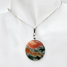 Load image into Gallery viewer, Limbcast Moss Agate Sterling Silver Pendant | 28x2mm| Orange/Green | 1 3/4" Long