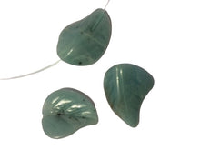 Load image into Gallery viewer, 3 Hand Carved Natural Amazonite 19x17x6mm Leaf Beads 009319AZ