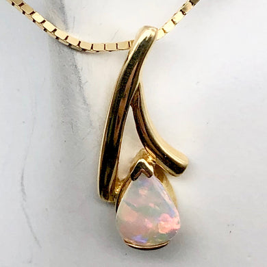 Red and White Fine Opal Fire Flash 14K Gold Pendant - PremiumBead Primary Image 1