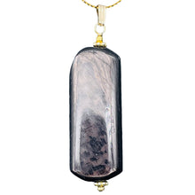 Load image into Gallery viewer, Hypersthene Rectangle Dangle 14K Gold Filled Pendant| 2 1/2" Long| Black/Silver|