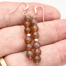 Load image into Gallery viewer, Botswana Agate 14K Rose Gold Filled Earrings | 5.5mm | Purple | 2" Long |