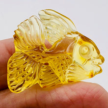Load image into Gallery viewer, Amber Beautifully Carved Fish | 37x30x8 mm | Yellow | 1 Pendant Figurine |
