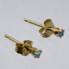 Load image into Gallery viewer, Blue Zircon 14K Gold Earrings Stud Round | 2mm | Blue | 1 Pair |