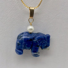 Load image into Gallery viewer, Sodalite Elephant Pendant Necklace | Semi Precious Stone Jewelry | 14k Pendant