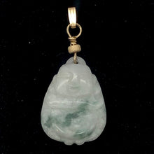 Load image into Gallery viewer, Hand Carved Green/White Jade Buddha Pendant with 14kgf Findings | 1 5/8" Long |