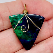 Load image into Gallery viewer, Bloodstone 14K Gold Filled Wire Wrapped Trilliant Gem | 1 1/2" Long | Red Green|