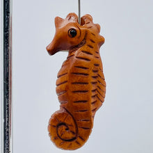 Load image into Gallery viewer, Carved Adorable Seahorse Boxwood Ojime/Netsuke Bead