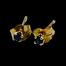 Load image into Gallery viewer, Sapphire 14K Gold 2mm Stud Round Earrings | 2mm | Blue | 1 Pair |