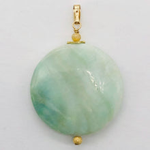 Load image into Gallery viewer, Hemimorphite14K Gold Filled Disc Dangle Pendant | 1 3/4" Long | Aqua/Green |