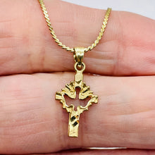 Load image into Gallery viewer, 14K Gold Descending Dove Cross Pendant | 1" Long | Gold | 1 Pendant |