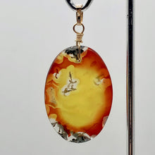 Load image into Gallery viewer, Moss Agate Oval 14K Gold Filled Pendant | 2&quot; Long | Tangerine Yellow | 1 Pendant
