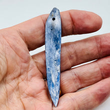Load image into Gallery viewer, Kyanite 9.9g Spear Pendant Bead | 81x13x4mm | Blue Silver | 1 Bead |