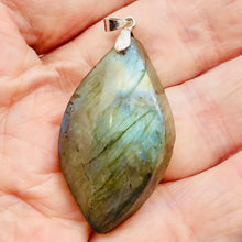 Load image into Gallery viewer, Labradorite Sterling Silver Natural | 1 1/2" Long | Blue/Golden | 1 Pendant |