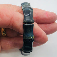 Load image into Gallery viewer, Blue Tigereye Rectangular | 7-8" | Blue/Bronze | 11 Bead Bracelet |