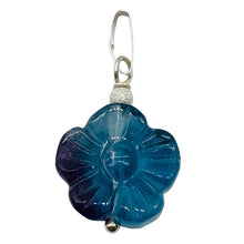 Load image into Gallery viewer, Custom Focal Fluorite Flower Sterling Silver Pendant | Blue Purple | 1" Long |