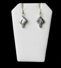 Load image into Gallery viewer, Platinum Diamond Shape Freshwater Coin Pearl Sterling Silver Drop Earrings 5692 - PremiumBead Alternate Image 2