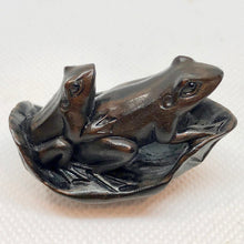 Load image into Gallery viewer, Carved Frogs On A Lily Pad Teak Ojime/Netsuke Bead - PremiumBead Alternate Image 3