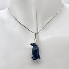 Load image into Gallery viewer, Blue Gold Stone Hand Carved Penguin & Silver Pendant| 1 3/8" Long| Blue Spark | - PremiumBead Alternate Image 3