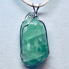 Load image into Gallery viewer, Fluorite Silver Wire-Wrapped Pendant - I'M in Love Green! 3059K - PremiumBead Alternate Image 3