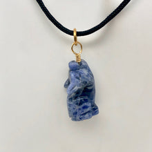 Load image into Gallery viewer, Sodalite Wolf Pendant Necklace | Semi Precious Stone Jewelry | 14k Pendant