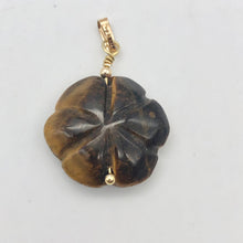 Load image into Gallery viewer, Hand Carved Tigereye Rose Flower 14K Gold Filled Pendant | 1.5" Long | 509290TEG - PremiumBead Alternate Image 9